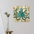 thumbnail image 3 of 10 Inch Wall Clock Battery Operated Square Clock for Office, Kitchen, Outdoor, Living Room,Vintage Nautical Map Octopus Starfish Aquatic Ocean Print Elegant, 3 of 4