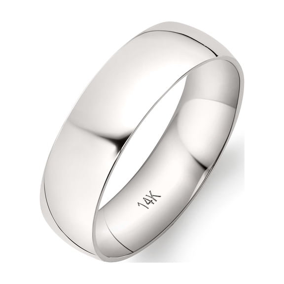 Oxford Ivy Mens Solid 14K White Gold Comfort Fit Plain Wedding Band Ring Size 13.5