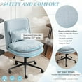 thumbnail image 4 of PetFurnishn Cloud Criss Cross Legged Chair,18" High Back Armless Home Office Desk Chair with Wheels,Wide Adjustable Comfy Padded Seat Task Computer Chair,Modern Swivel Makeup Vanity Chair,Fabric,Blue, 4 of 10