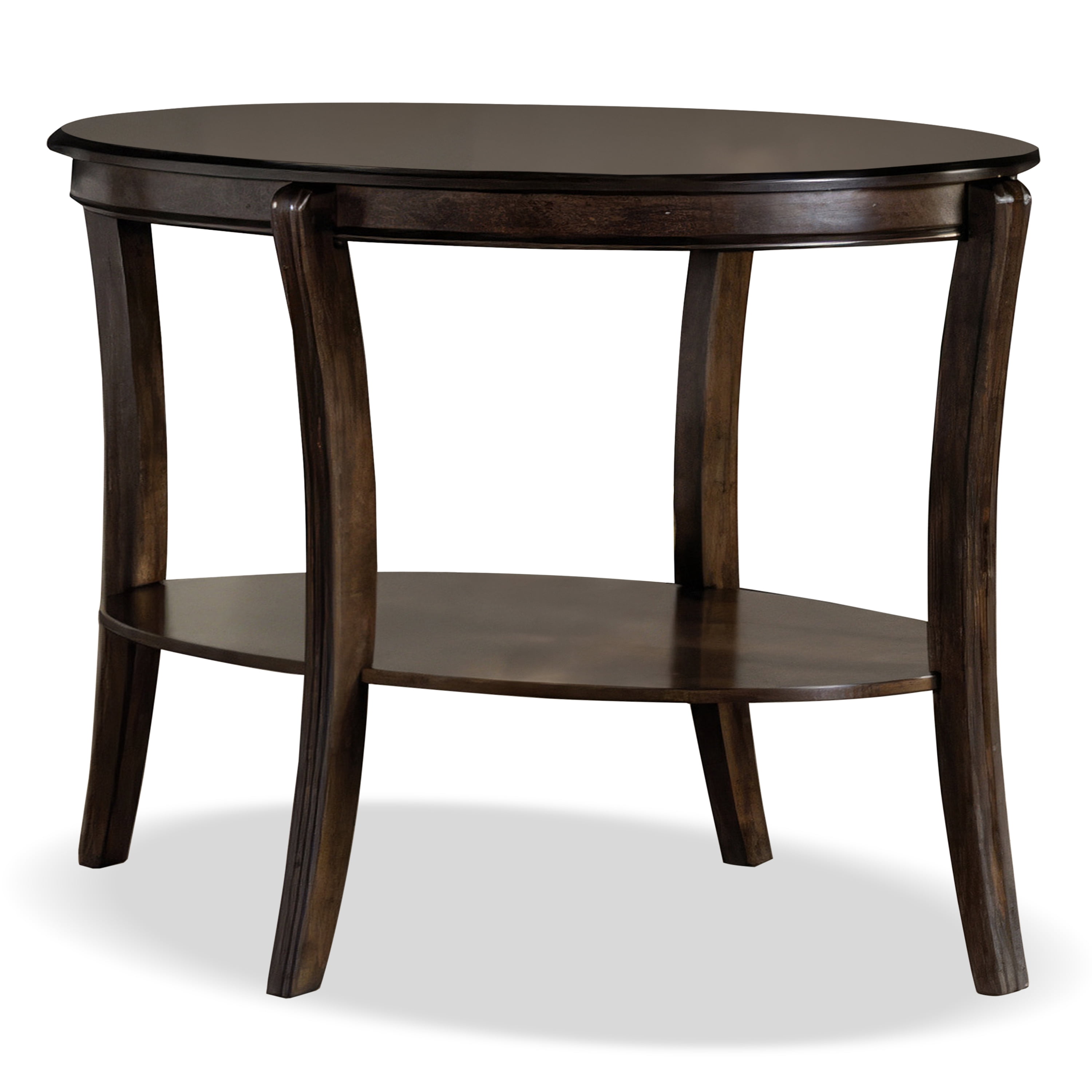 Furniture of America Orian Transitional 1-Shelf Wood Oval Sofa Table, Walnut