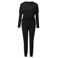 thumbnail image 4 of Baqcunre Home Two Piece Long Sleeve Blouse Long Pants Pajamas Casual Sets Loungewear Set Lounge Set Womens Pajama Sets Women Clothing Pajamas For Women,Color Black,Size L, 4 of 7
