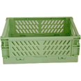 thumbnail image 1 of Mini Collapsible Storage Basket Stackable Storage Bin Crates Container Folding Plastic Storage Box with Handle Foldable Plastic Storage Case for Stationery Snacks Cosmetics(Green ), 1 of 4