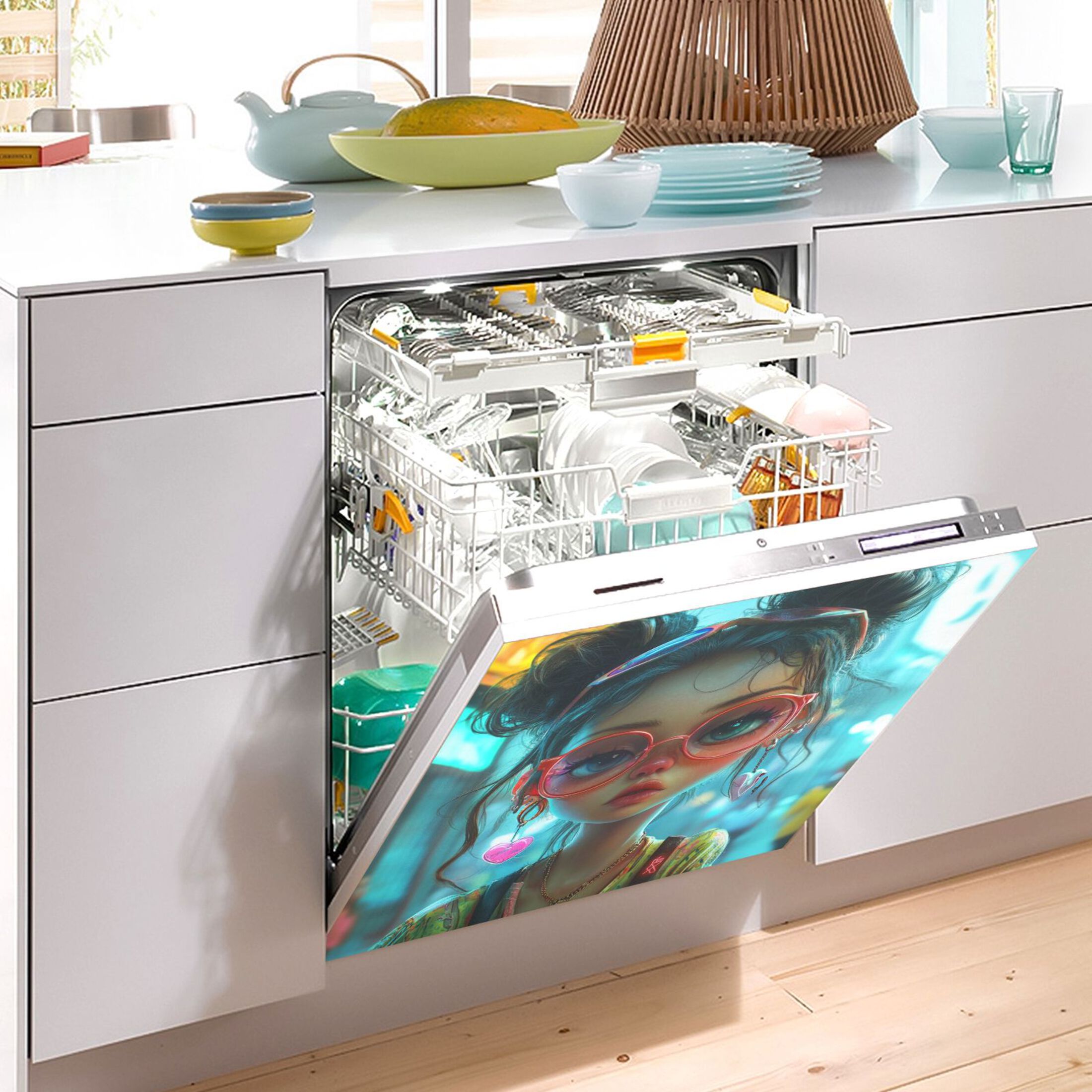 Dishwasher Magnetic Sticker 23x26 Inch Refrigerator Magnetic Sticker Washing Machine Magnetic Sticker Kitchen Panel Magnetic Sticker Home Decor Super Cute People