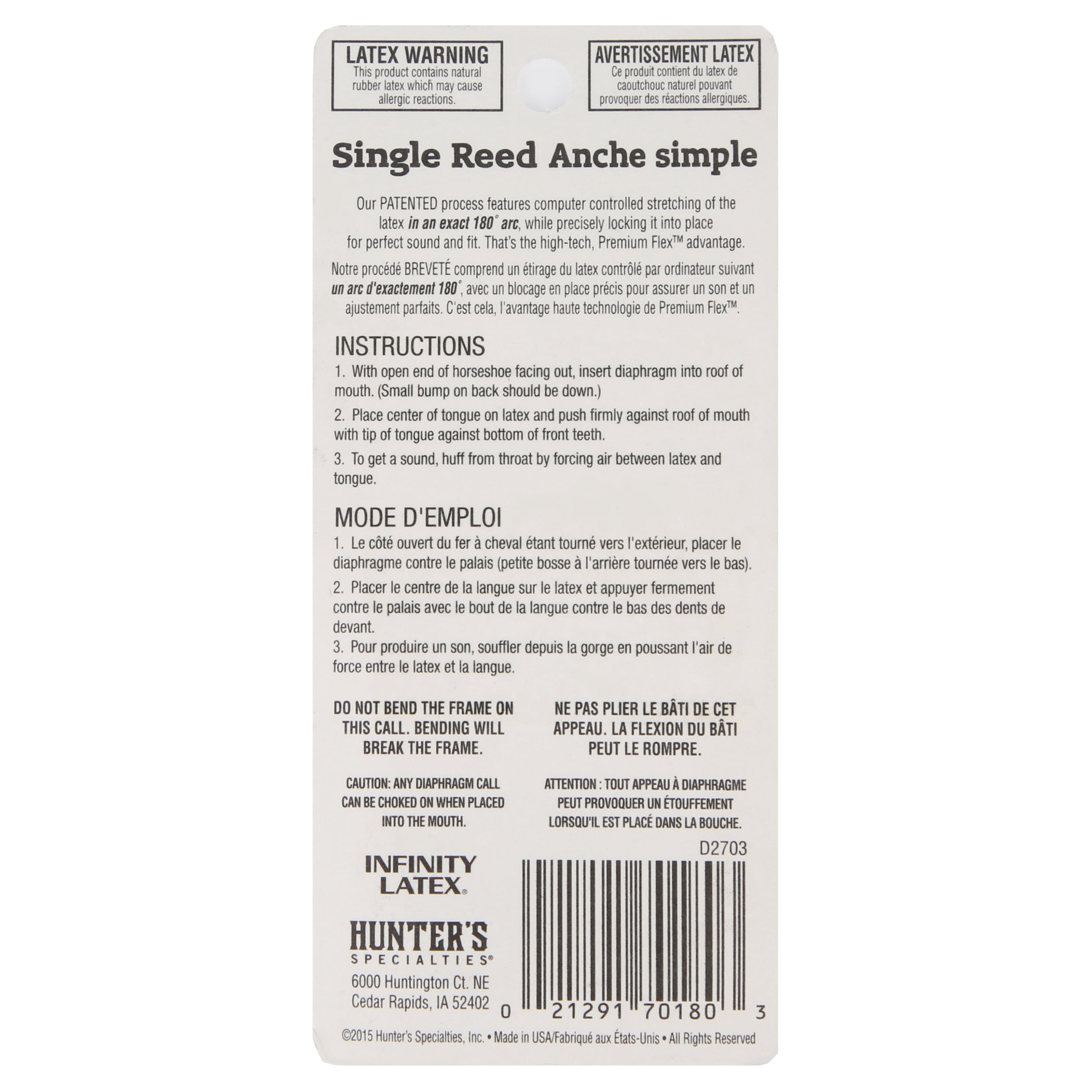 Hunters Specialties unisex-adult Carlton's Calls Single Reed Elk Diaphragm Call, Multi (HS-WCC-70180)