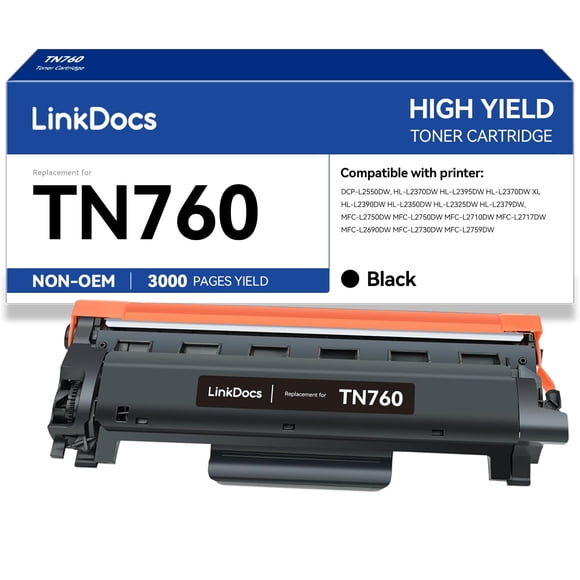 Cartucho de tóner LinkDocs TN760 de alto rendimiento para impresora Brother