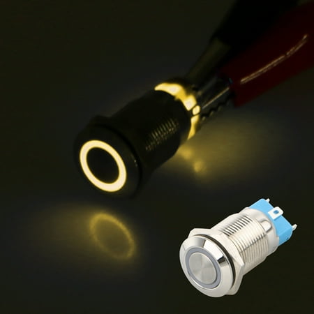 - 12mm Latching Push Button Switches SPDT ON/Off Waterproof 12V Ring LED, 4 Pin Button Switch Latching