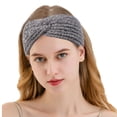 thumbnail image 2 of Women's Knit Headband, Cross Twist Wide Brim Hairband, Thick Acrylic Wool Winter Head Wrap for Warmth, Sports, and Casual Fashion-Gray, 2 of 3