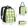 thumbnail image 2 of Disketp White Green Plaid Mochila Estampada de Gran Capacidad con Lonchera y Estuche, Set de 3 Piezas para Estudiantes, 2 of 7