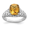 thumbnail image 4 of 925 Sterling Silver Rhodium Cushion Checker-Cut Citrine Ring Size 5, 4 of 5