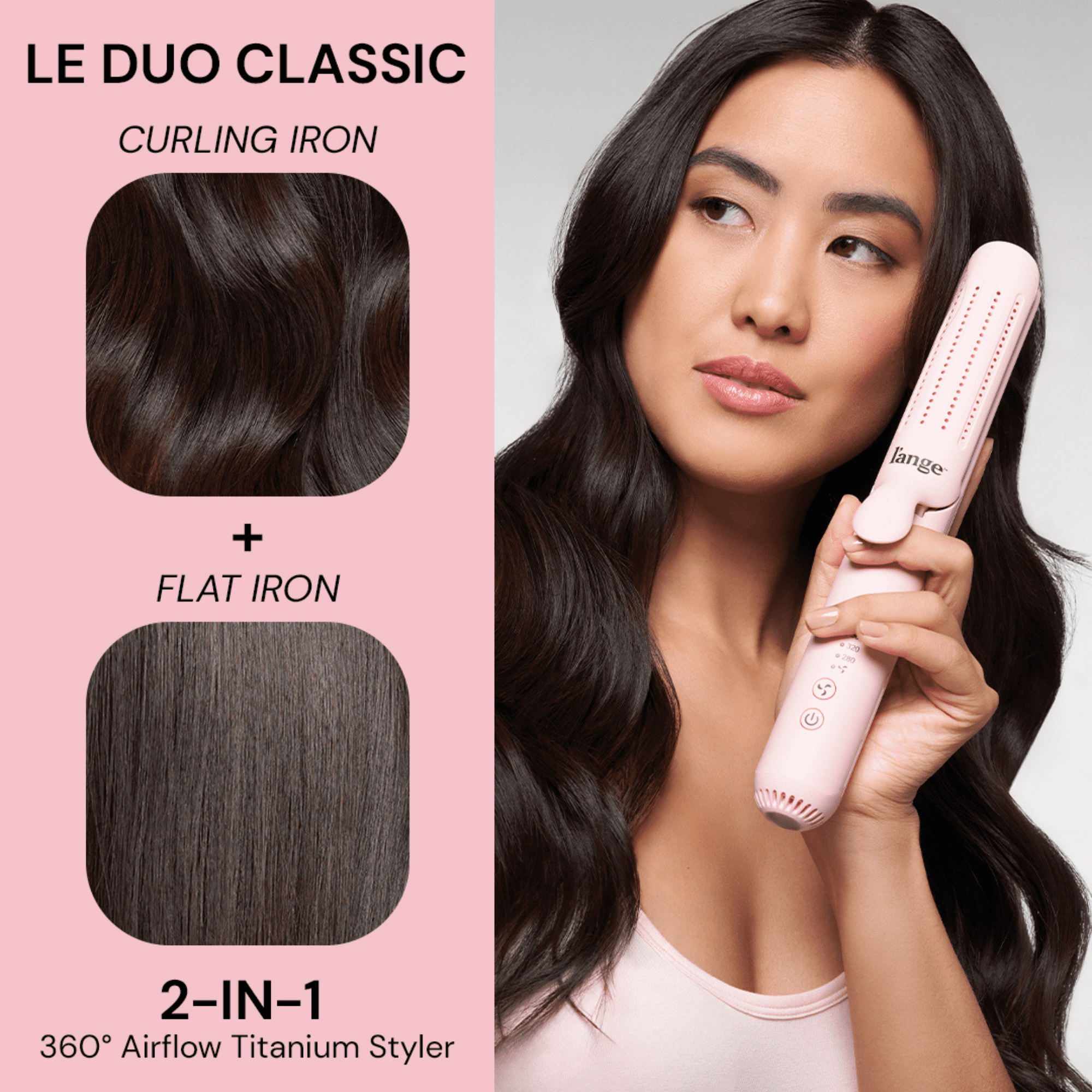 L'ange Hair Le Duo 360° Airflow Styler | 2-in-1 Curling Wand & Titanium Flat Iron Hair Straightener