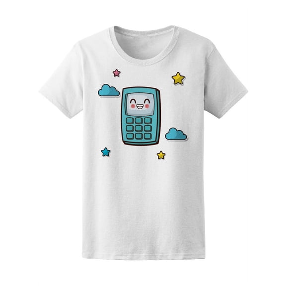 Kawaii Calculator Cloud Stars T-Shirt Women -Image by Shutterstock, Female Medium