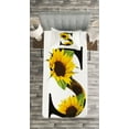 thumbnail image 3 of Ambesonne Letter S Quilted Bedspread Set 2 Pcs, Sunflower Art Design, Twin Size, Yellow Green Black, 3 of 3