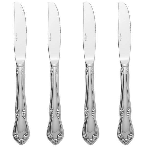 Oneida Chateau Fine Flatware Dinner Knives, Set of 4, 18/10 Stainless Steel