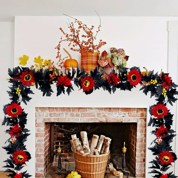 Artificial Maple Leaf Branch - 70" Fall Decor Rattan Tree with Orange Leaves for Halloween & Thanksgiving Home Decoration (Indoor/Outdoor Use)‌