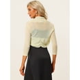thumbnail image 4 of Semi Sheer Elegan Mangas Largas Bolero Shrug Top para Mujer Albaricoque S, 4 of 4