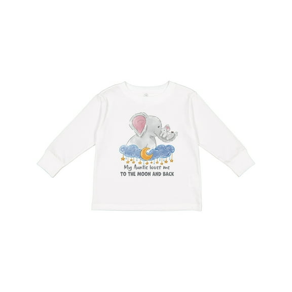 Inktastic My Auntie Loves Me to the Moon and Back Elephant Family Boys or Girls Long Sleeve Toddler T-Shirt