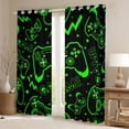 thumbnail image 2 of Erosebridal Video Game Curtains and Drapes (38Wx54L),Lightning Polka Dots 30%-50% Blackout Curtains for Bedroom,Black Green Curtains Pack of 2 (38Wx54L),Male Bedroom Decor, 2 of 6