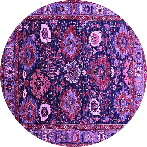 Ahgly Company Indoor Round Oriental Purple Industrial Area Rugs, 4' Round