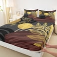 thumbnail image 4 of Castle Fairy Boho Tropical Leaf Full Size Sheets 4-Piece for Boys, Geometric Art Bed Sheets for Bedroom, Brown Gold, 4 of 6