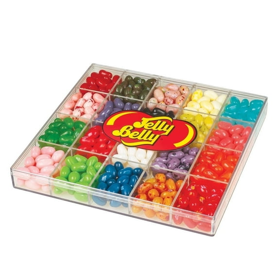 Jelly Belly 20-Flavor Clear Jelly Bean Gift Box, 16 Ounces of Candy with Organizing Compartments