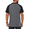 thumbnail image 3 of INSPIRE CHIC Men's Raglan Retro Colorblock Short Sleeve Button Down Henley Shirt L Dark Gray, 3 of 5