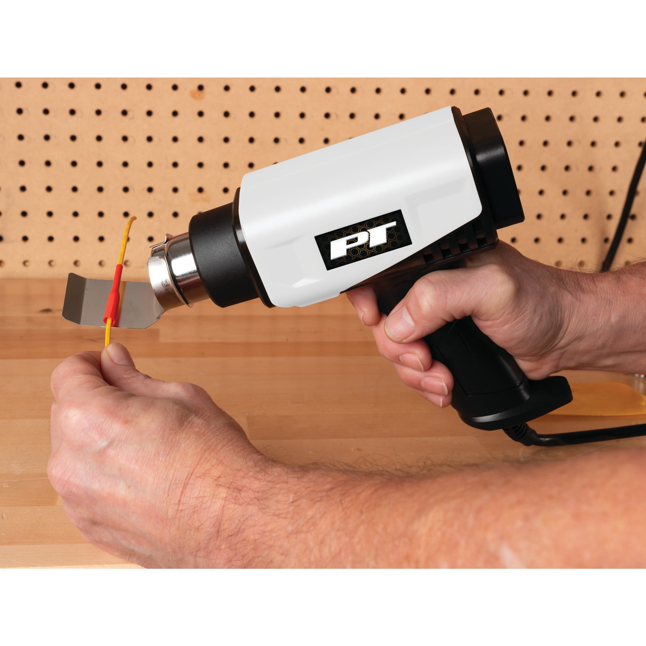 Performance Tool W7734 1800W Compact 2-Speed Heat Gun - Electronic Repair, Heat Shrink, 662/ 1202 Degrees F, Nozzle Adapters, Craft Gun, White/Black