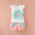 thumbnail image 3 of Ruyang Toddler Baby Girls 2 Piece Clothes Outfits Flower Short Sleeve T-Shirt Tops and Shorts Sets Summer Clothing Set, 3 of 5