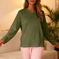 thumbnail image 5 of Flannel Pajamas for Women Long Sleeve Fuzzy Lounge Top Regular Fit Warm Winter Sleep Shirts, 5 of 9