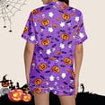 thumbnail image 6 of MVRLSH Womens Pajama Sets for Women 2 Piece Halloween Pumpkin Print Button Short Sleeve Shirt And Short Plus Size Cute wear Soft Sleepwear Lounge Set Purple - M, 6 of 7