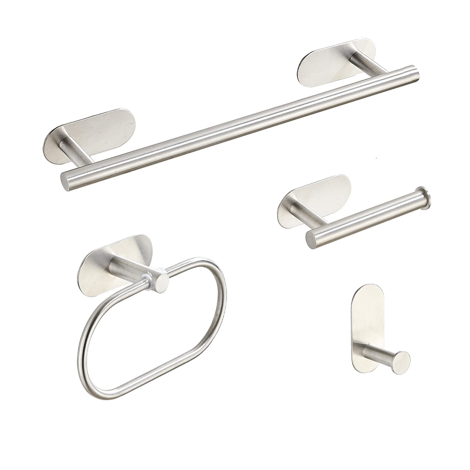 4 Pack Self Adhesive Towel Rack Set, 16Inch Towel Bar, Adhesive Toilet