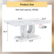 JUFU 43.3 Light Gray Rectangle Coffee Table for Living Room,Faux Marble Coffee Tables with Storage,Center Tea Table for Dining Room Small Space Apartment