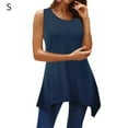 thumbnail image 1 of Camiseta Sin Mangas Mujer Cuello Redondo Color Sólido Top Chaleco Casual, Azul Marino, S sidaley AP001609-06, 1 of 6