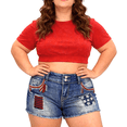 thumbnail image 5 of QERINTE Plus Size Blue Shorts for Women Stretchy High Waisted Denim 14 to 22, 5 of 6