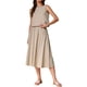thumbnail image 4 of INSPIRAR CHIC Conjunto de Falda de 2 Piezas para Mujer Top de Tanque Corto Sin Mangas Falda Midi A-Line de Cintura Alta Ropa Casual de Verano Khaki XL, 4 of 6