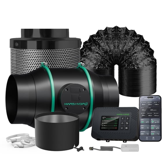 [Smart Ventilation Kits] Mars Hydro iFresh 6″ Inline Fan & Carbon Filter Combo with iControl Smart Controller