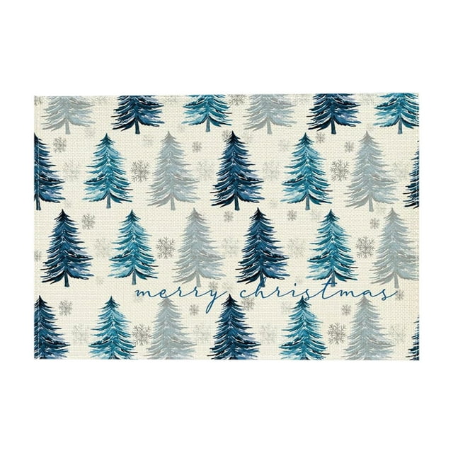 Cheapark Gift 12x18 Inch Winter Christmas Tree Placemats - Holiday Table Decor, Perfect for Party, Kitchen & Dining Room