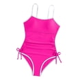 thumbnail image 5 of Shadoumai Girls Swimsuit One Piece Size 7 Ruffle Ruched Tankini Set Quick Dry & Stretchy Crossback Floral Print Girls Dress Up Clothes with Mesh Cover Ups Modest Swimwear, 5 of 6