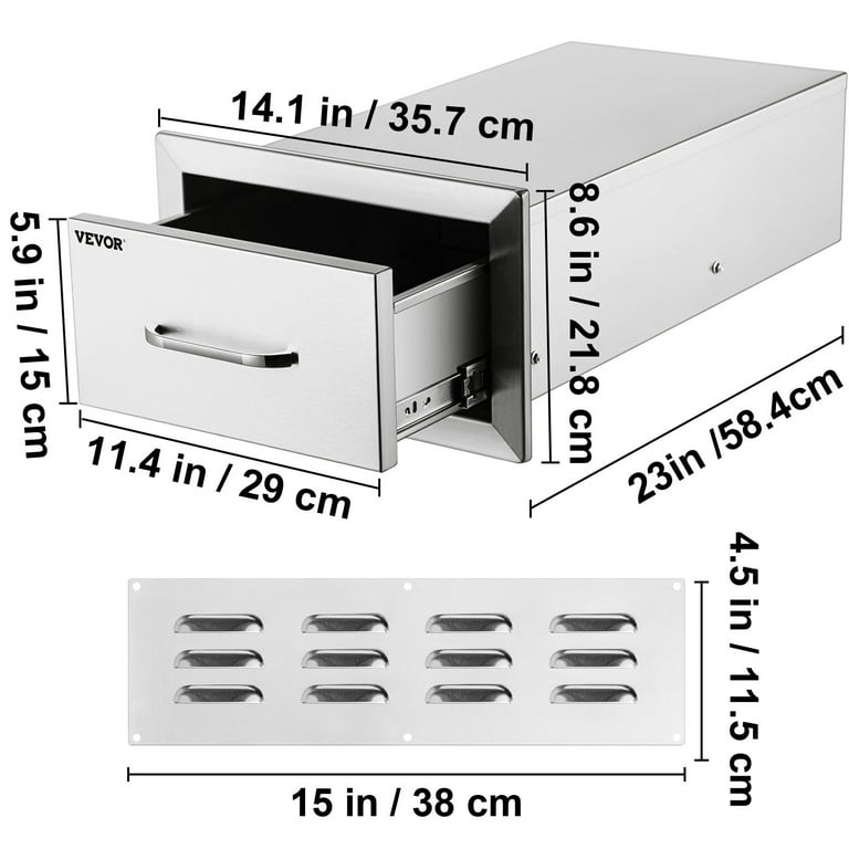 VEVOR 14x8.5 inch Outdoor Kitchen Drawers Stainless Steel
