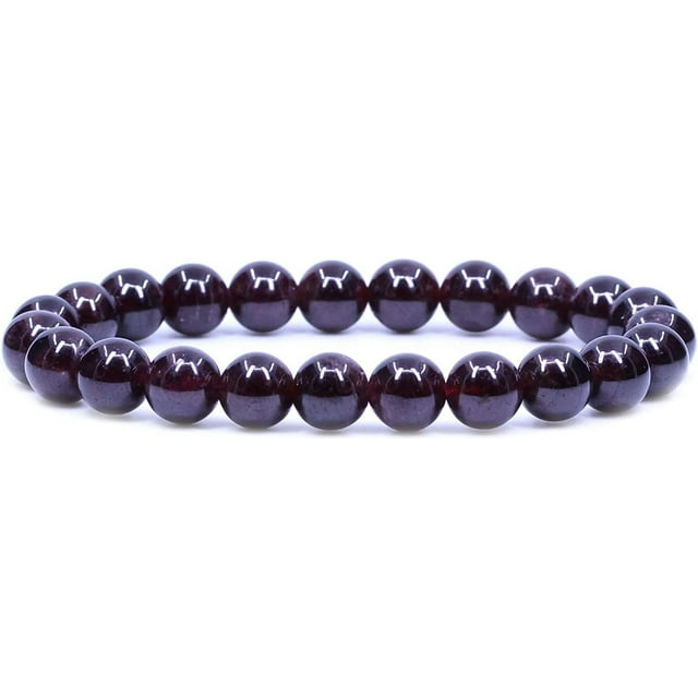 Natural A Grade Red Garnet Gemstone 8mm Round Beads Stretch Bracelet 7" Unisex