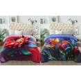 thumbnail image 3 of HAOK Fleece Bed Blanket Queen Size 85" x 93", 3-Ply Heavy Thick Winter Blanket 8lb, Floral Printed Yellow Blue & Orange, 3 of 8