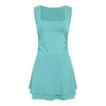 thumbnail image 5 of GEWSEY Womens Square Neck Party Dress Ruffle Hem Ruched Waist Short Mini Dresses Sky Blue, S, 5 of 6