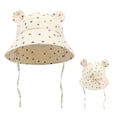thumbnail image 2 of XUNKUSGA Baby Sun Hat Cute Print Wide Brim UPF 50+ Sun Protection Hat Outdoor Breathable Toddler Hat with Bear Ears Adjustable Cotton Yarn Bucket Hats,Beige,2 Years, 2 of 9