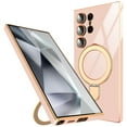 thumbnail image 7 of Dteck Screen Protector Case for Samsung Galaxy S24 Ultra,Magnetic Plating TPU Case Lens Camera Protector Mag-Safe Invisible Stand Shockproof Back Cover,Lightpink, 7 of 7