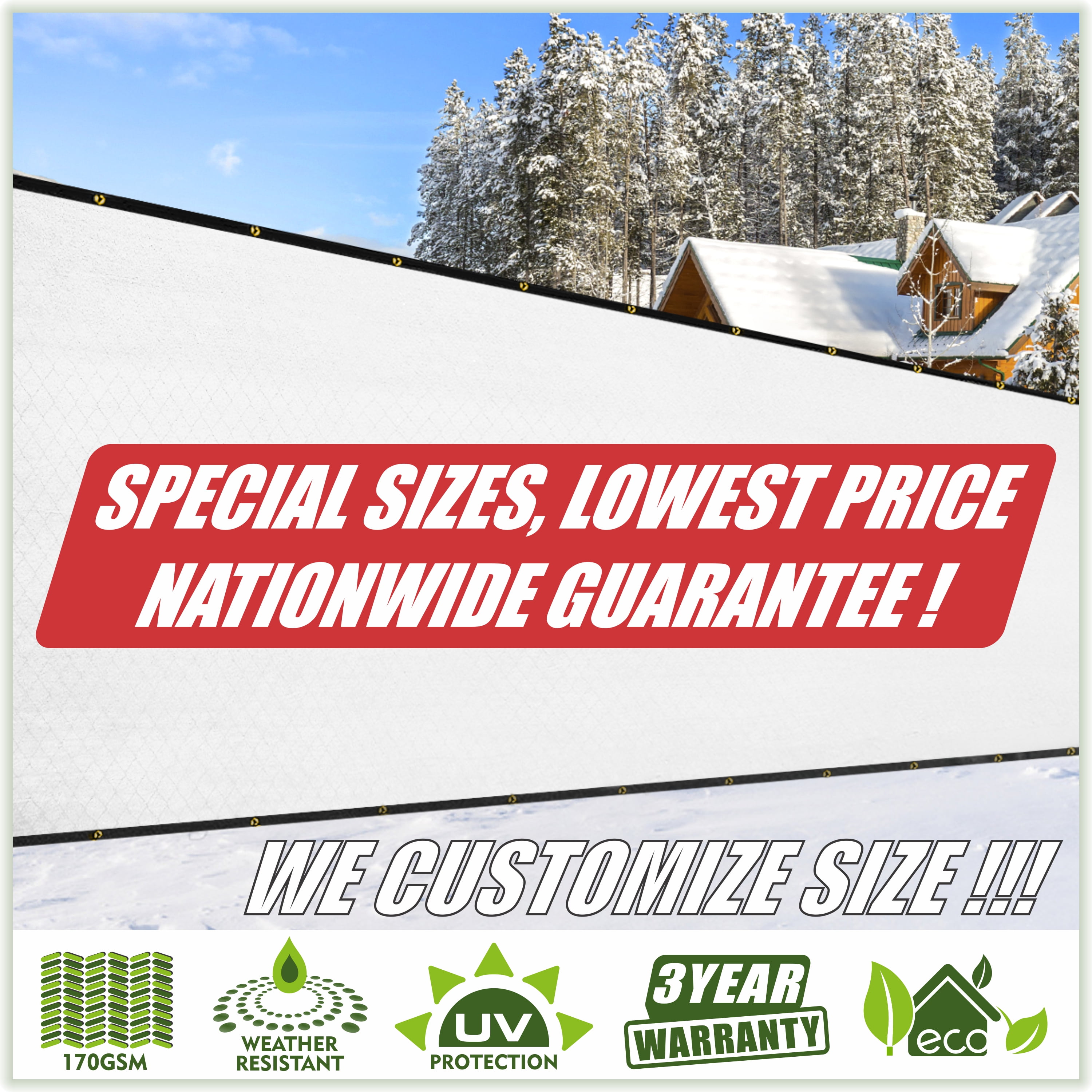 ColourTree 6' x 50' White Fence Privacy Screen Windscreen Cover Shade Fabric Cloth, 90% Visibility Blockage, with Grommets, Heavy Duty Commercial Grade, Zip Ties Included - (We Make Custom Size)