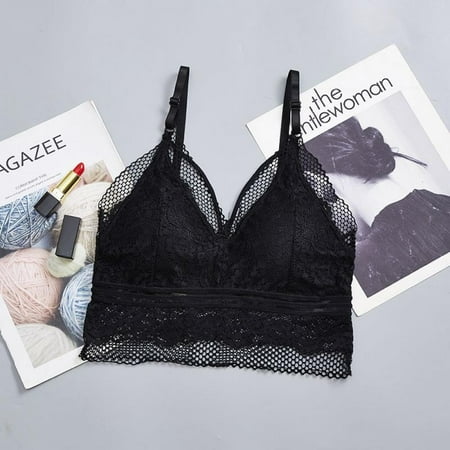 

Elaydool Breathable With Chest Pad Lace Wrapped Chest Solid Color Jacquard Bra
