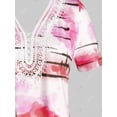 thumbnail image 3 of Más el tamaño del tinte del lazo del patrón V de encaje T cuello camisa Rosegal Camisetas tallas grandes, 3 of 5