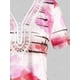 thumbnail image 3 of Más el tamaño del tinte del lazo del patrón V de encaje T cuello camisa Rosegal Camisetas tallas grandes, 3 of 5