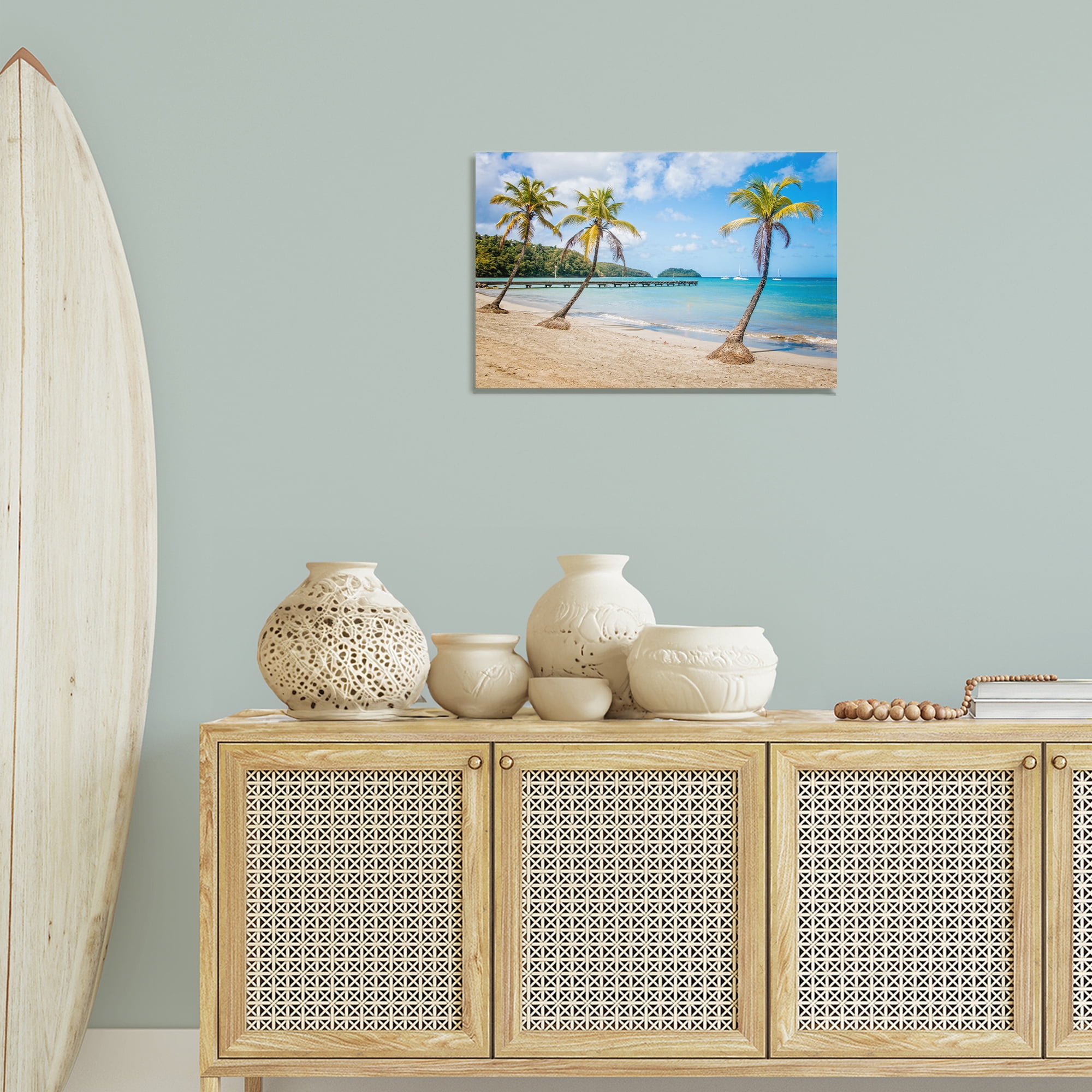 Stupell Industries Tropical Palm Tree Trio Nautical & Beach Photography Wrapped Canvas Art Print Wall Art, 24 x 16