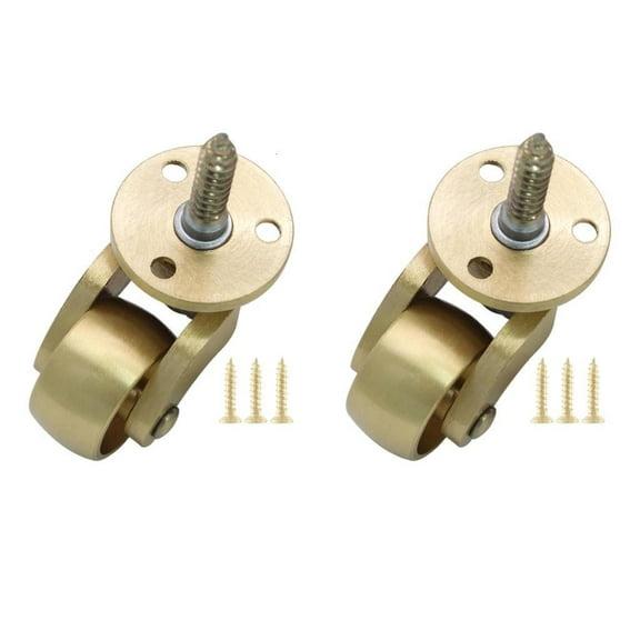 2pcs Brass Furniture Casters 360 Degree Rotation Quiet Floor Defense Rollers