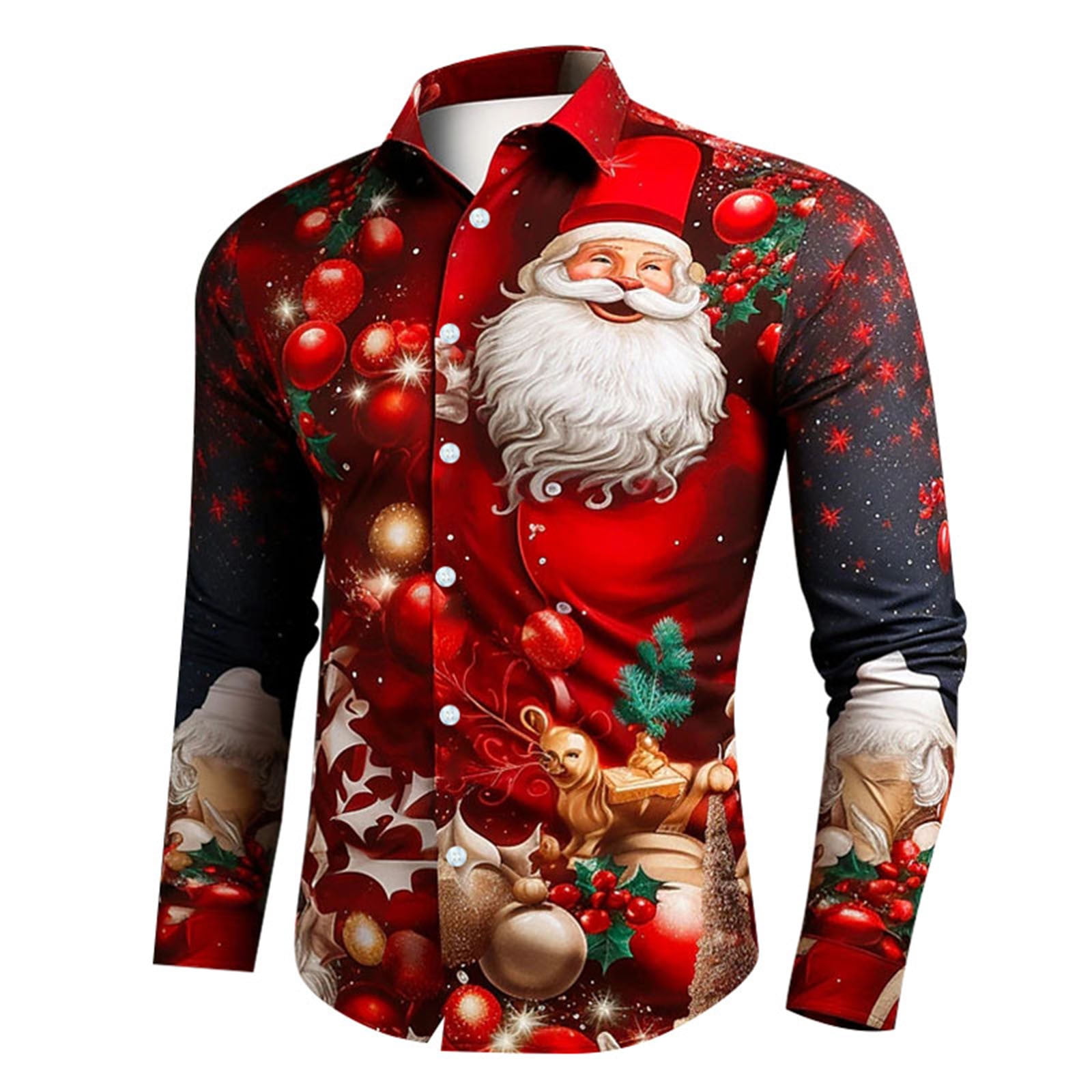 Chemise à Motif Joyeux Noël Pour Homme - Père Noël Drôle Cosplay - Taille L Verte